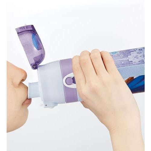 Skater Children's Water Bottle, 2-Way, 470ml (Direct Drink) or 430ml (Cup), Disney Frozen Design, Size 25, Girls, Stainless Steel, Insulated, Lightwei