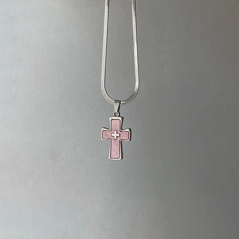 Mädchenstil Weinrot Leder Kreuz Choker Schlüsselbein Kette Aufhellendes Halskette