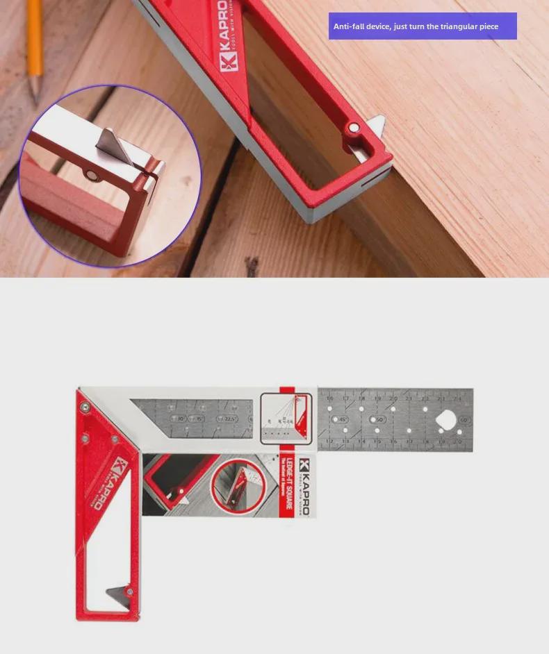 KAPRO Stainless Steel Right Angle Woodworking Ruler - 45°/90°
