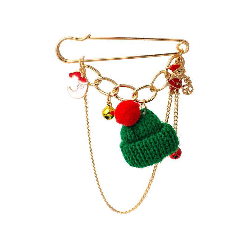 Wind Christmas Chain Mengmeng Christmas Hat Bell Snowman Brooch Fashion Creative Design Corsage Brooch