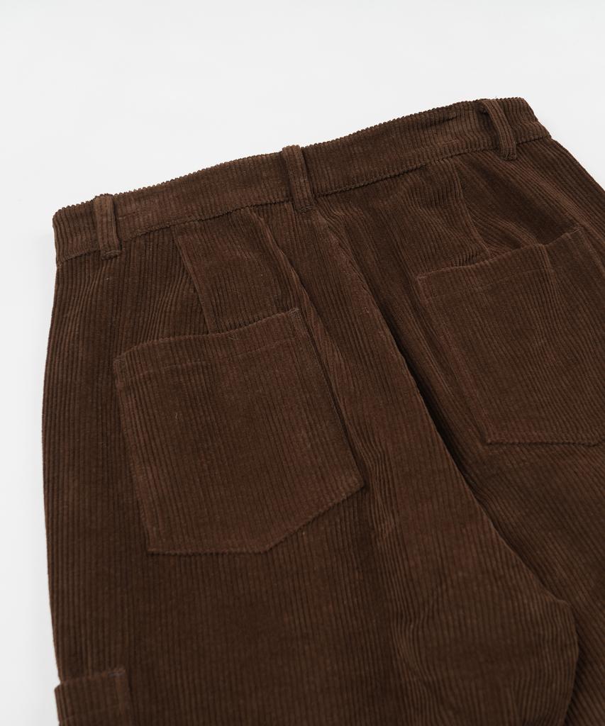 FRIZMWORKS Cord-Weite Hose mit einer Falte _ Braun