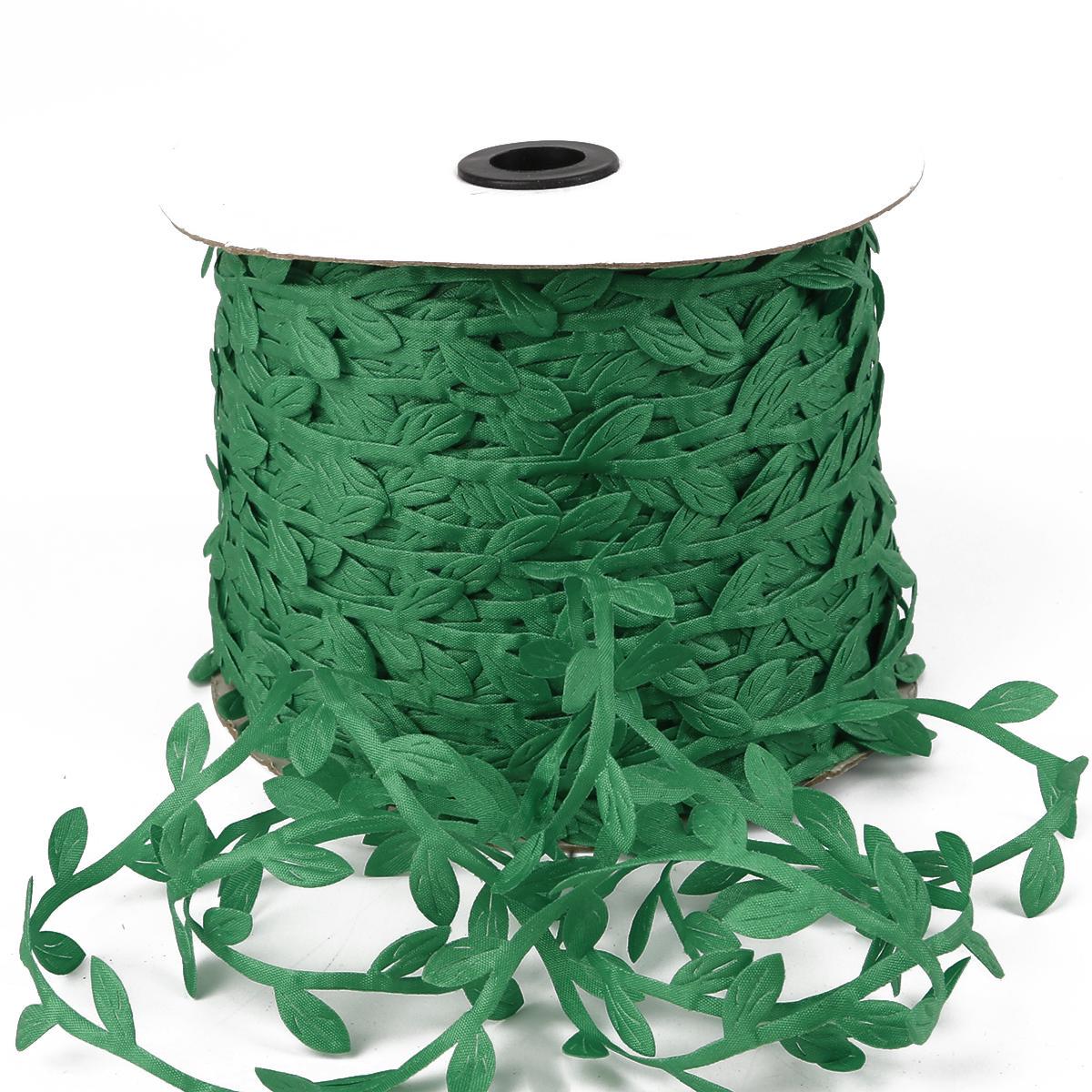 

10M Colorful Artificial Leaves Ribbon Weaving Rope Home Wedding Decoration Gift Packing AVE зелёный