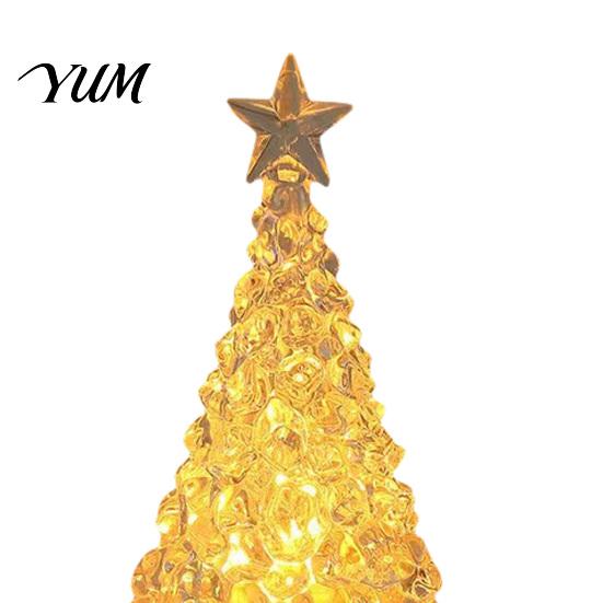 Shimmering Holiday Desktop Decor Glowing Christmas Tree Night Light, Mini Lighted with Star, Indoor for Desk Atmosphere Faux Crystal Tabletop