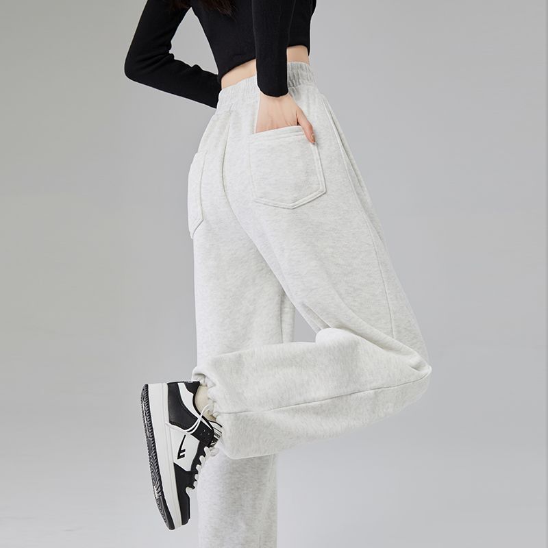High-waisted Casual Sports Pants Spring and Autumnal New Style Girls' Sleeves Straight Narrow Version Floor Pants Small Design Trousers