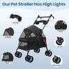 Dog Travel Stroller 4 Wheels Pet Stroller, Folding Jogger with Adjustable Handle, Breathable 4-Wheels And Visible Mesh, Cup Holder for Small