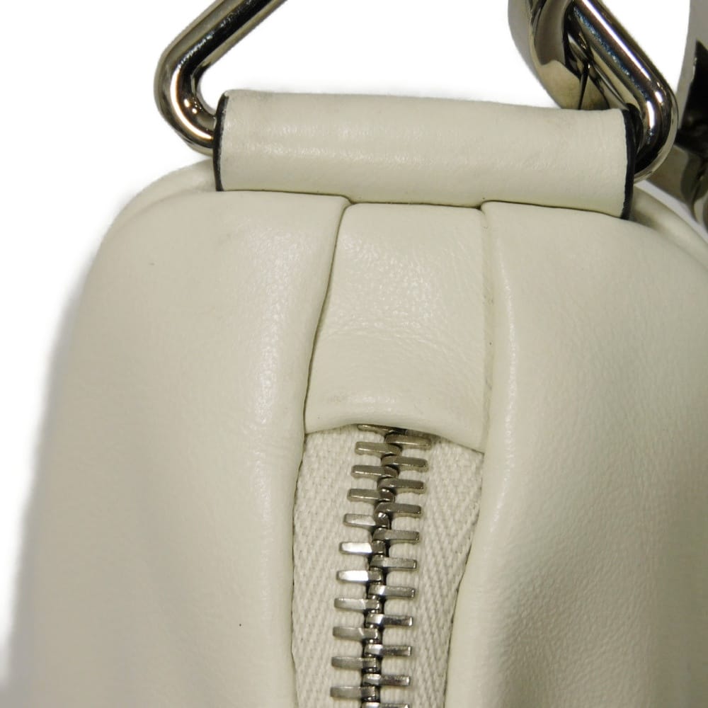 Used 11569 Triangle Leather Crossbody Bag 1BH190 2BYA F00099 7921 White RFID IC Chip Embossed Logo Bianco Unisex from