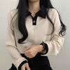 College Style POLO Collar Long Sleeved T-shirt for Women In Spring and Autumn  New Style with Interior and Base  Versatile Ins Top