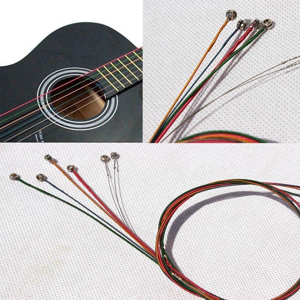 Stainless Steel 1M One Set 6pcs Rainbow Colorful Color Guitar Strings Acoustic Guitar Strings