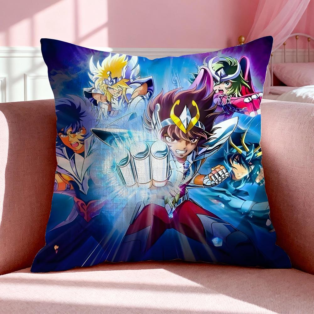 Anime SSaint Seiya Cushion Cover Breathable Linen Pillowcase Summer Odorless EcoFriendly Invisible Zipper Washable