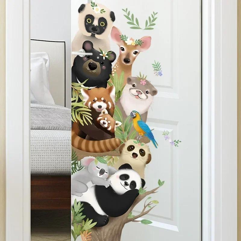 Cartoon Animals Home Decoration Wall Stickers for Bedroom Kids Room Door Wall Decals Cartoon Wall Sticker Accessories