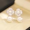 Niche Light Luxury Stone Earrings, Fashionable and Simple Diamond-encrusted Flower Earrings, French Gentle Pearl Ear Clips, New Popular Models