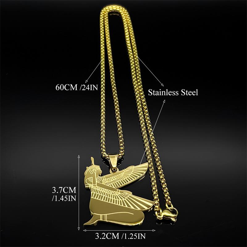 Collana Goddess Isis Egizia della Vita per Donne Uomini Acciaio Inossidabile Colore Oro/Argento Mistero Egiziano Amuleto Catena Gioielli