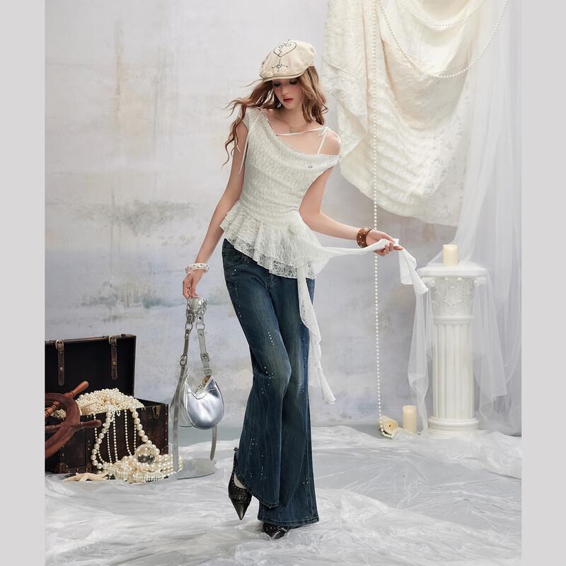 UNIFREE Cowl Neck Bow Strap Chiffon Top