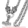 Wolf Head Pendant Byzantine Emperor Chain Necklace Bracelet Set Norwegian Viking Amulet Thor Hammer King Jewelry For Men