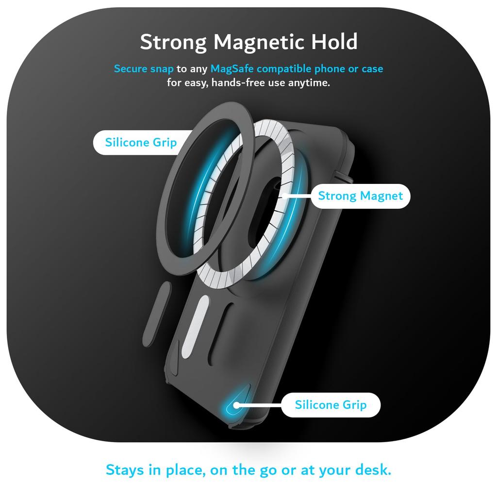 TUDIA MagSafe Compatible Card Case [Holds 3 Cards] Ultra-Thin Tough PC Wallet with Strong Magnetic Hold (Black)