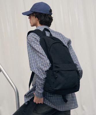 Leathery Varsity Cotton Backpack [Black]
