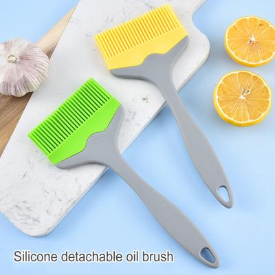 BBQ Silicone Oil Brush Food Grade Flexible Bristles Widened Head Ergonomic Handle Hangable Detachable Easy To Clean Barbecue Brush Kitchen Gadgets