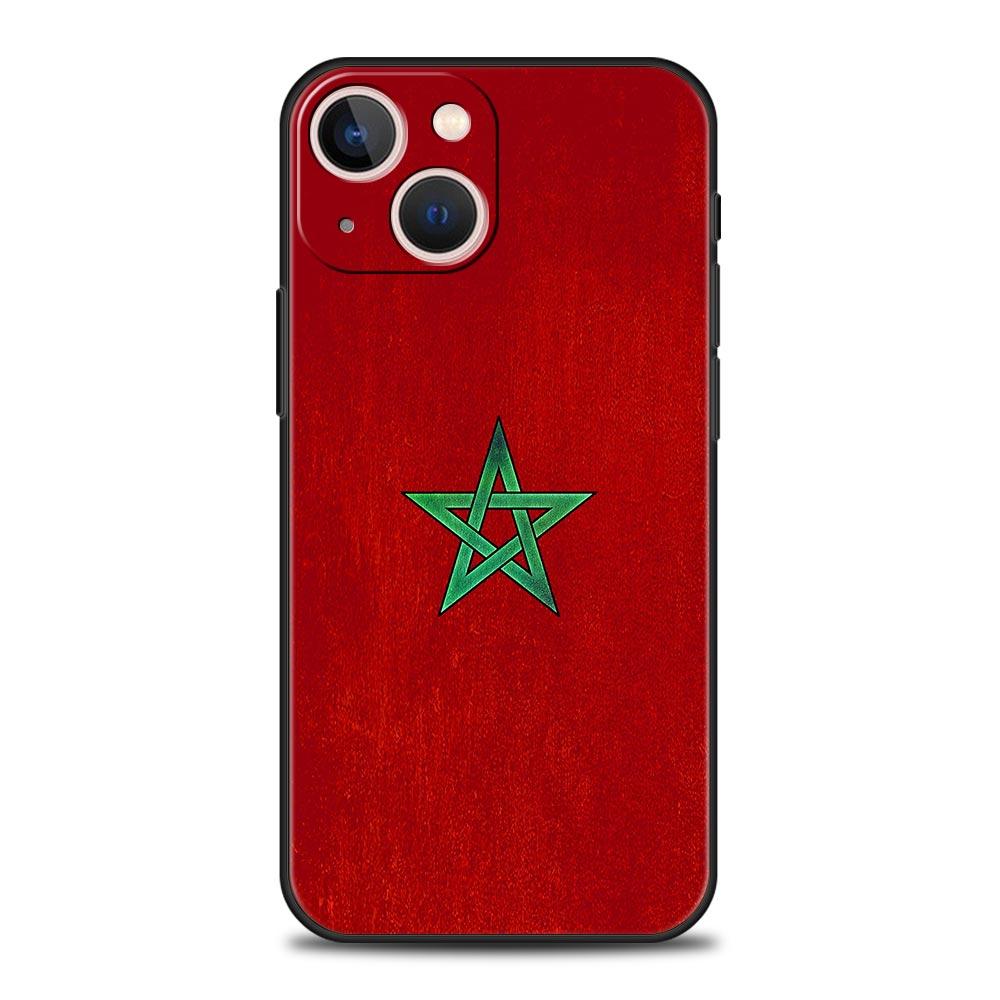 Moroccan Flag Maroc Morocco Passport Phone Case For iPhone 17 16 15 Pro Max 11 12 13 14 7 8 Plus SE 2020 X XR XS Cover Black