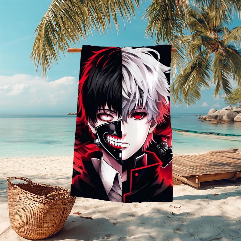 1Pc Tokyo Ghoul Artwork Beach Towel Microfiber Beach Towel Thin Absorbent For Beach Swimming Yoga Bath Sports 091757