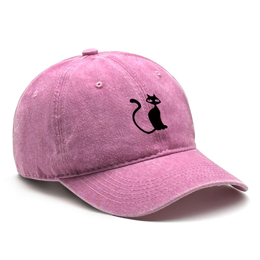 Casual Snapback Caps Cute Black Cat Hat For Man Adjustable Buckle Distressed Adjustable Sun Hat Perfect For Camping