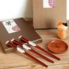 6 Pair Wood Chopsticks Chinese Brown Cartoons Non-Slip Reusable Sushi Tableware Food Stick Festival Household Kitchen Supplies