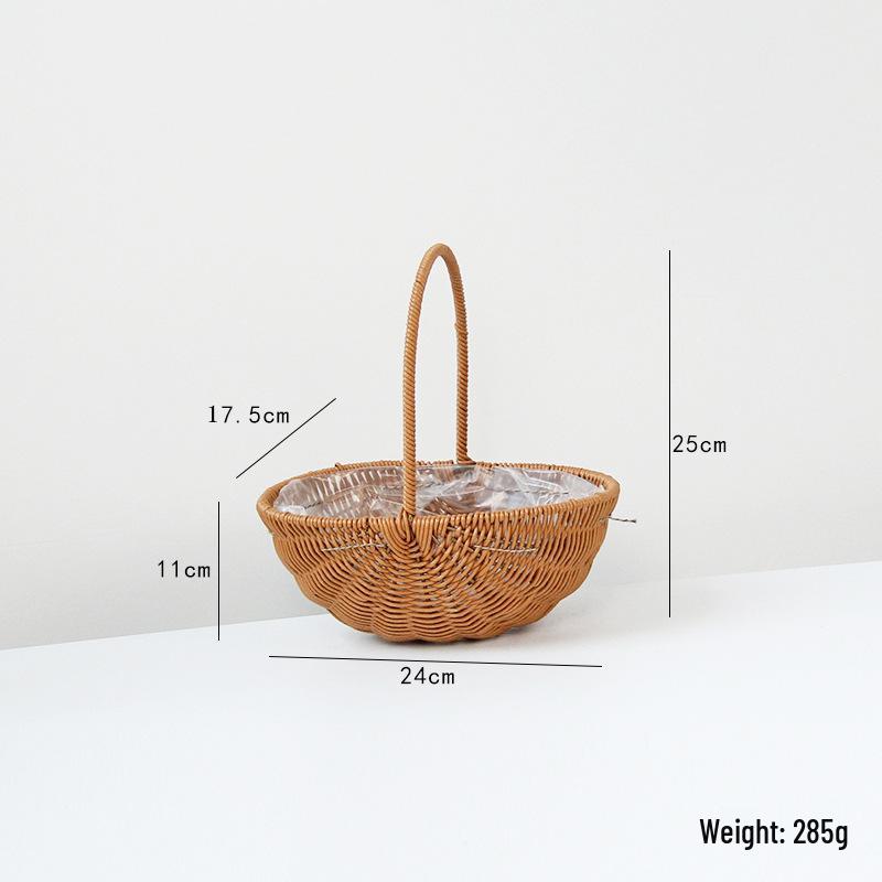 Handwoven Rattan Basket: Fruit, Picnic, Flower Tote for Festivals & Decor
