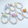 Women's Colorful Macaron Round Bead Mobile Phone Lanyard Key Short Wrist Pendant Anti-Lost Hand-held Chain Accessory