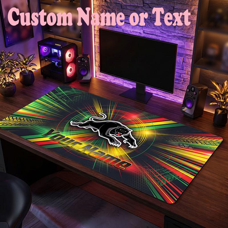 Penrith Panthers Customized Name Text Mouse Pad, Large Desk Mouse Mat Personalized Home Office Present