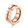 Cardstone Inlaid Diamond Titanium Steel Ring Simple Square Diamond Couple Accessory