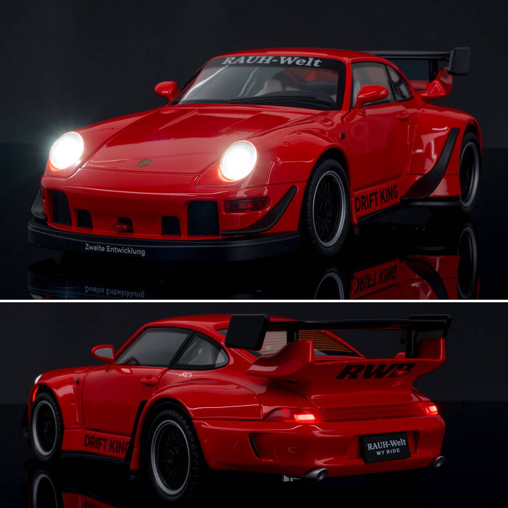 2026 Porsche 911 993 Modified Supercar Sounds  Light Pull Back Car Simulation Diecast  Toy Vehicle Alloy Collection Model Supercar Toy