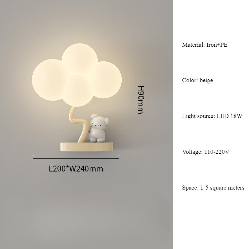 Modern Simple PE Monkey LED Wall Light Petal Cream Wind Nordic Bedroom Board Study Wall Lamp Dimmable Luster Atmosphere