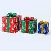 3PCS Xmas Lighted Gift Box Plastic Light Up Snowflake Present Box Xmas Tree Skirt Ornaments for Home Holiday Party