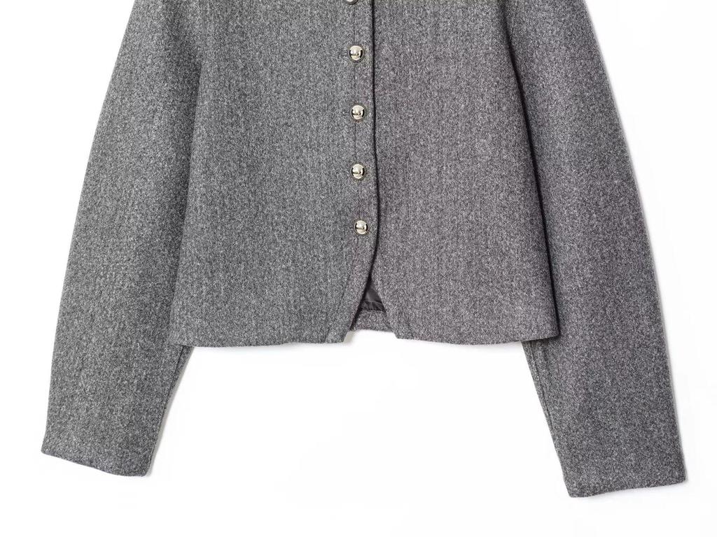 European & American Style Women's Fashion Long Sleeve Coat with Button Detail