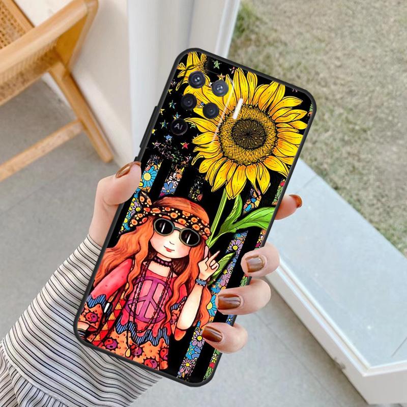 Hippie Daisy Tie-dye Flower Peace Case For Oppo A60 A80 A40 A17 A57 A77 A74 A54 A94 A78 A98 A18 A38 A58 A96 A76 A16 A15 A5 Pro