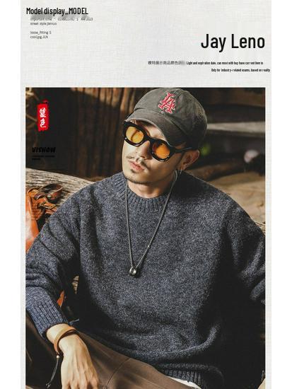 Klassischer Retro-Winterpullover für Herren - Lässiger lockerer Rundhals-Strick, Große Größen erhältlich