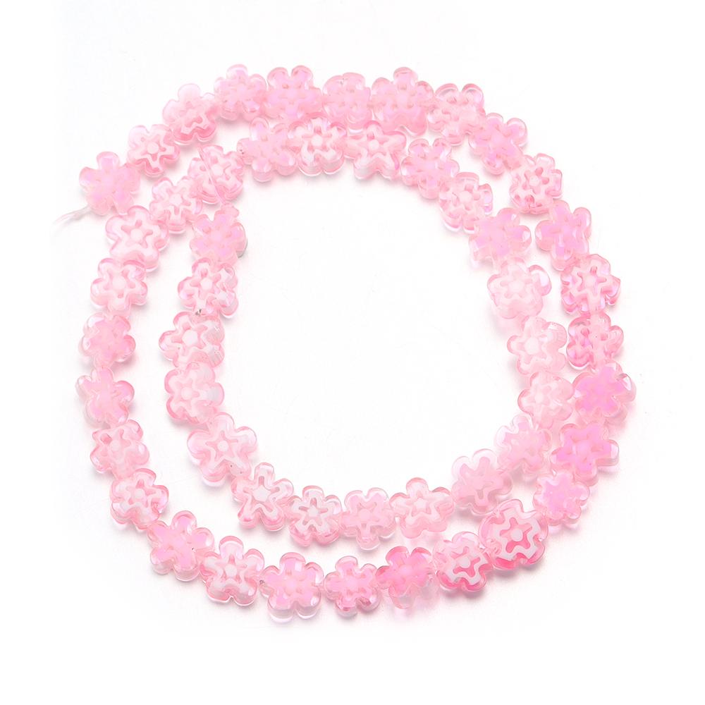 1 Strand Colorful Thousand Flower Lampwork Beads Flat Plum Blossom Loose Beads DIY Handmade Crafts Bracelet Jewelry Accessories