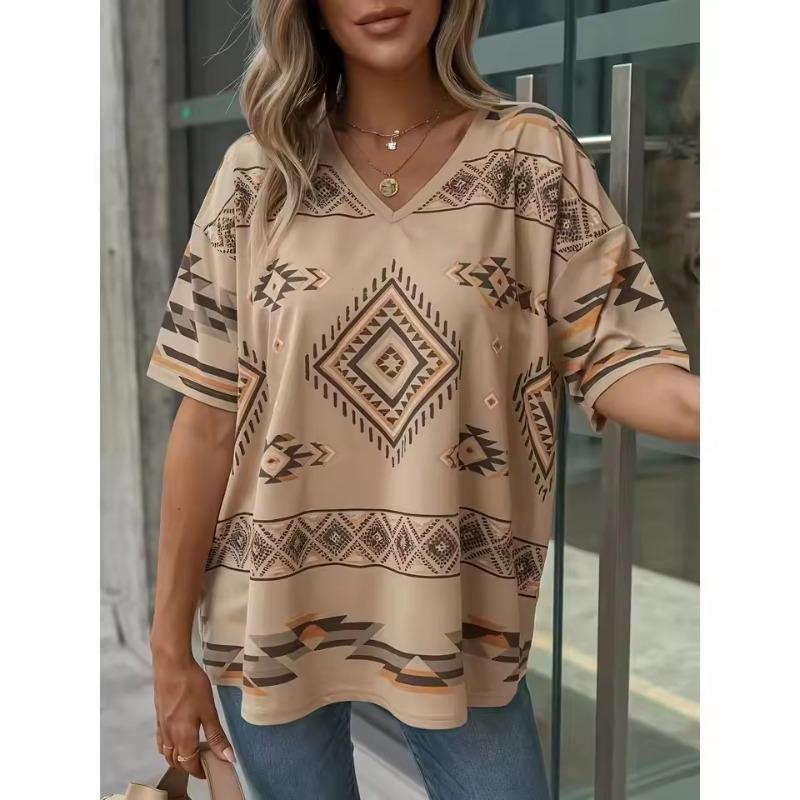 Plus Size Women's T-Shirt Boho Harajuku Graphic Print Summer Short Sleeve Casual Tops Street Fashion T-Shirt Female Clothing