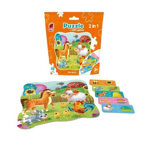 Puzzle 2W1 Farma Zestaw Układanka Mini Gra Edukacyjna Zwierzęta Roter Kafer