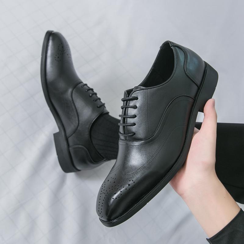 

Black Leather Shoes Mens Casual Dress Shoes Classic Business Formal Italian Formal Oxford Shoes For Men Zapatos Hombre 38 чёрный