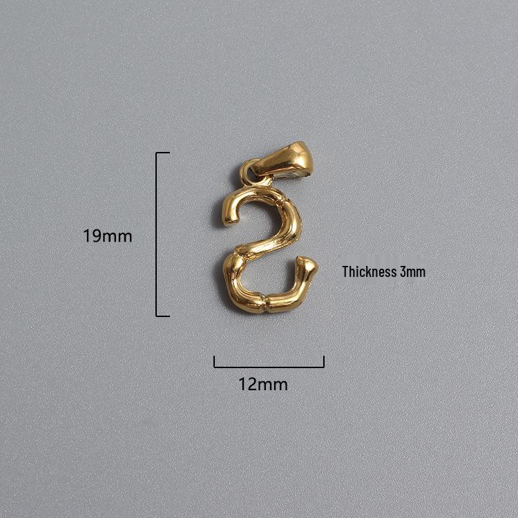 French Bamboo Joint Gold Letter Pendant Necklace - Retro Clavicle Chain Style for Women