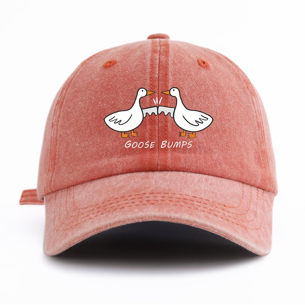 1 Stück GOOSE BUMP Aufdruck Gewaschene Baseballkappe für Erwachsene Minimalistischer Retro-Stil Lässig Weich Verstellbar Dad Hat Perfekt als Geschenk