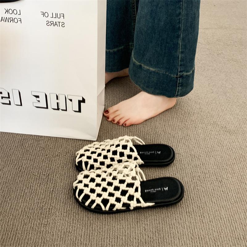 

Breathable bag head half slippers women s 2025 new summer with skirt, cool slippers fashion flat beach shoes 35