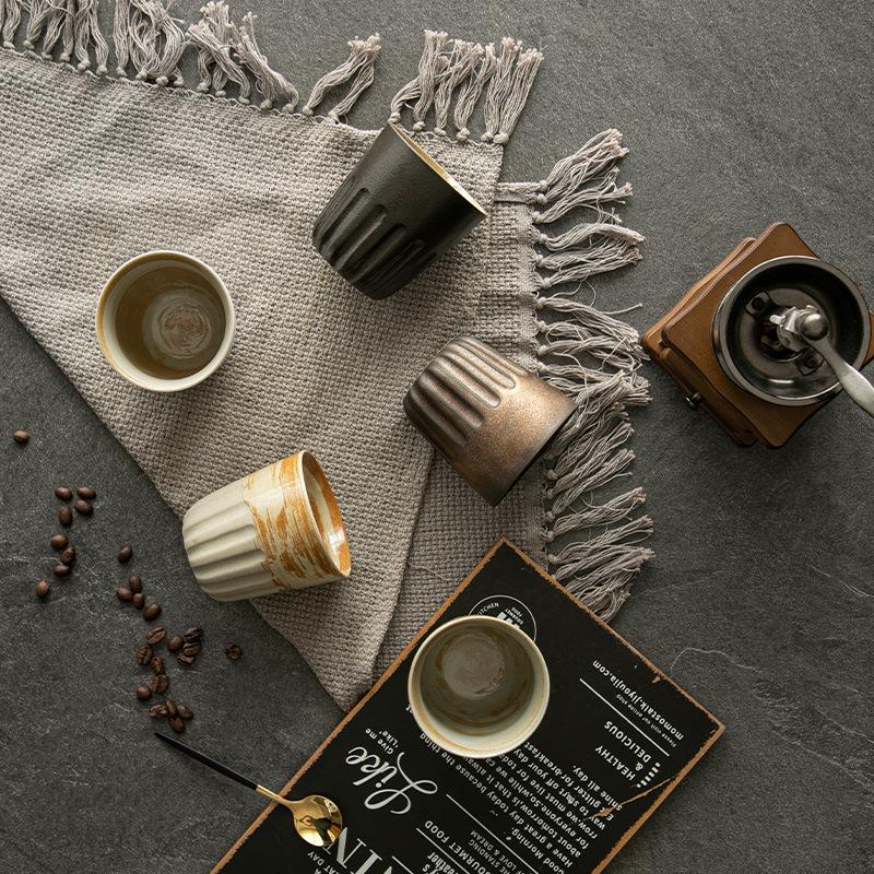 Hand-punched Ceramic Coffee Cup, Coarse Pottery Retro Japanese Mug, Creative Household Casual Cup, High-value Water Cup