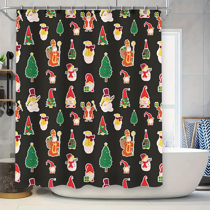 

christmas shower curtain with snowman santa clause designs for home decoration waterproof bathroom curtains made of polyester fa 90x180cm