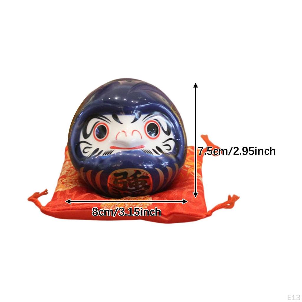 Ceramic Daruma Piggy Bank Desktop Decor Doll Japanese Figurine Saving Pot for Cafe