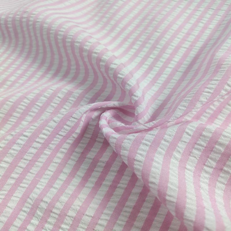 Thin Seersucker Plaid Fabrics By Meters for Summer Clothes Dress T-shirts Shirt Sewing Strip Needlework Soft Cloth Red Pink Blue