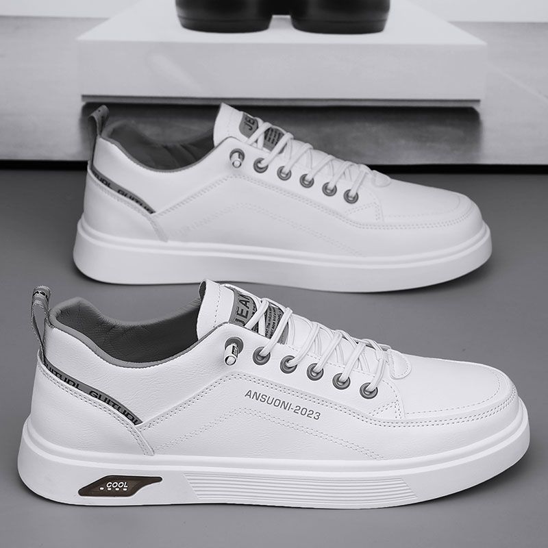 

Men s shoes 2025 new trend low-top casual leather shoes fashion versatile sports shoes men pedal white board shoes 44