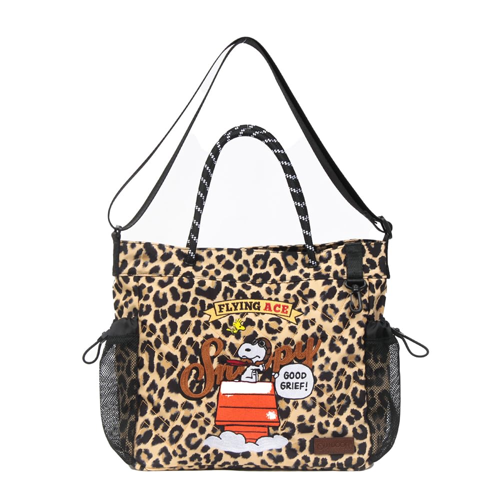 Сумка на плечо Snoopy из веревки ODB038 Леопардовый принт OUTDOOR PRODUCTS PEANUTS 2-сторонняя