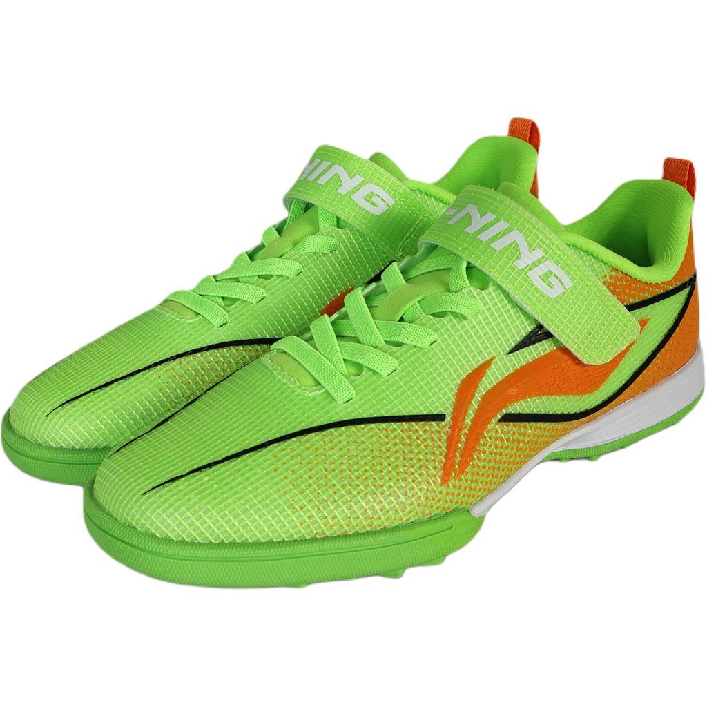 Li Ning Kids PU Fast Shadow Series Fashion Comfortable Non-Slip Wear-Resistant Low-Top Soccer Shoes Fluorescent Grass Green Kids sneaker YSTV012-2