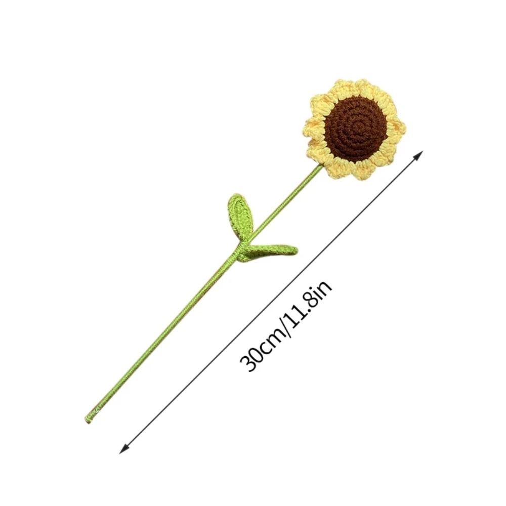 House Party Decoration Flower Art Knited Flower Table Fake Flowers Vase Ornament Sunflower Bouquet